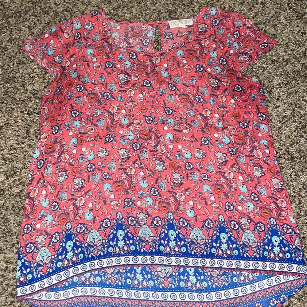 Pink Rose Patterned Blouse